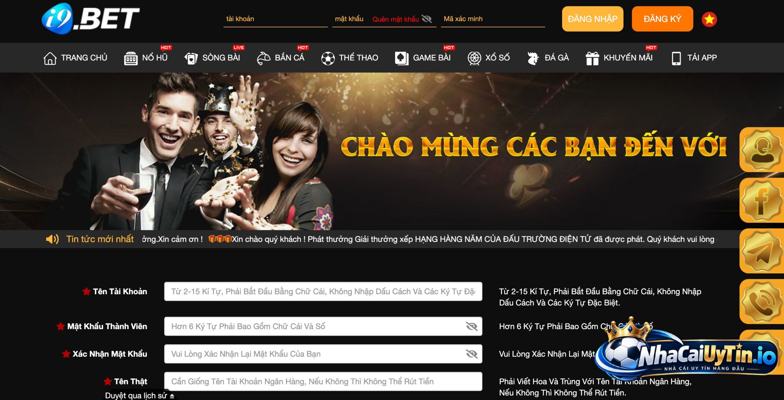 Quá trình đăng ký i9bet tối ưu với người mới