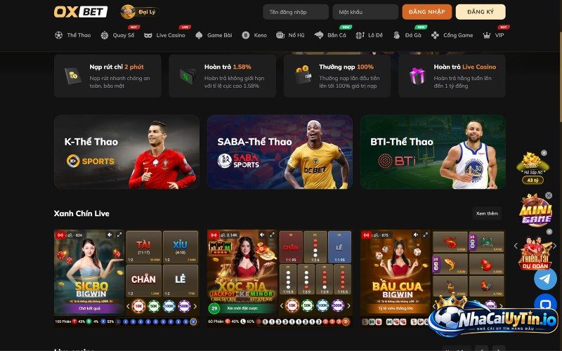 Hệ thống giải trí của Oxbet đẳng cấp